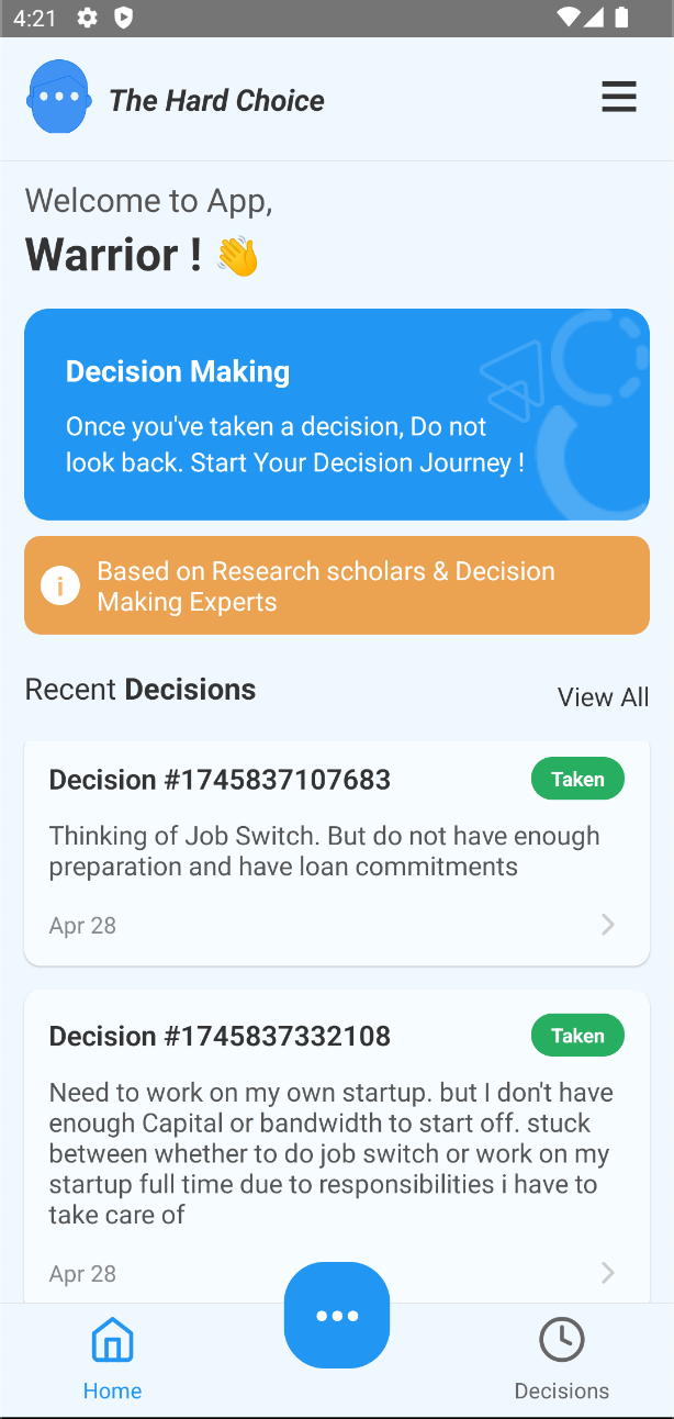 The Hard Choice App